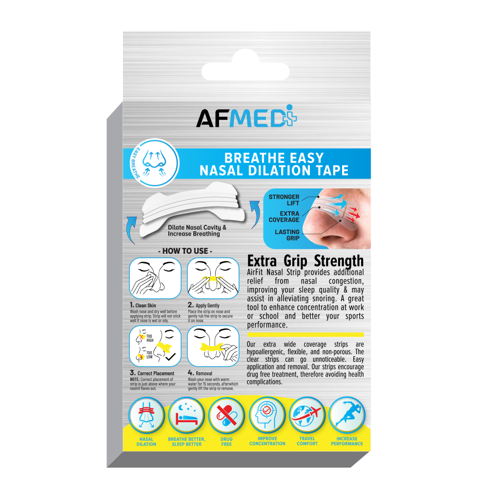 AF Medi Nasal Dilation Tape Extra Wide Coverage - 12 Clear Strips