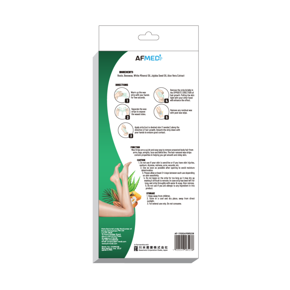 AF Medi Body & Legs Wax Strips  - 20 strips (w/ 10 post wax wipes)